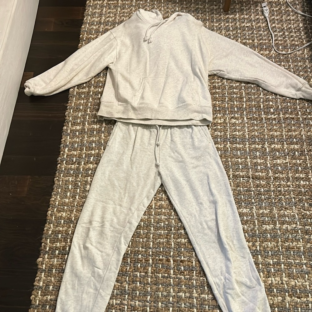 Aritzia TNA oatmeal hoodie and jogger set